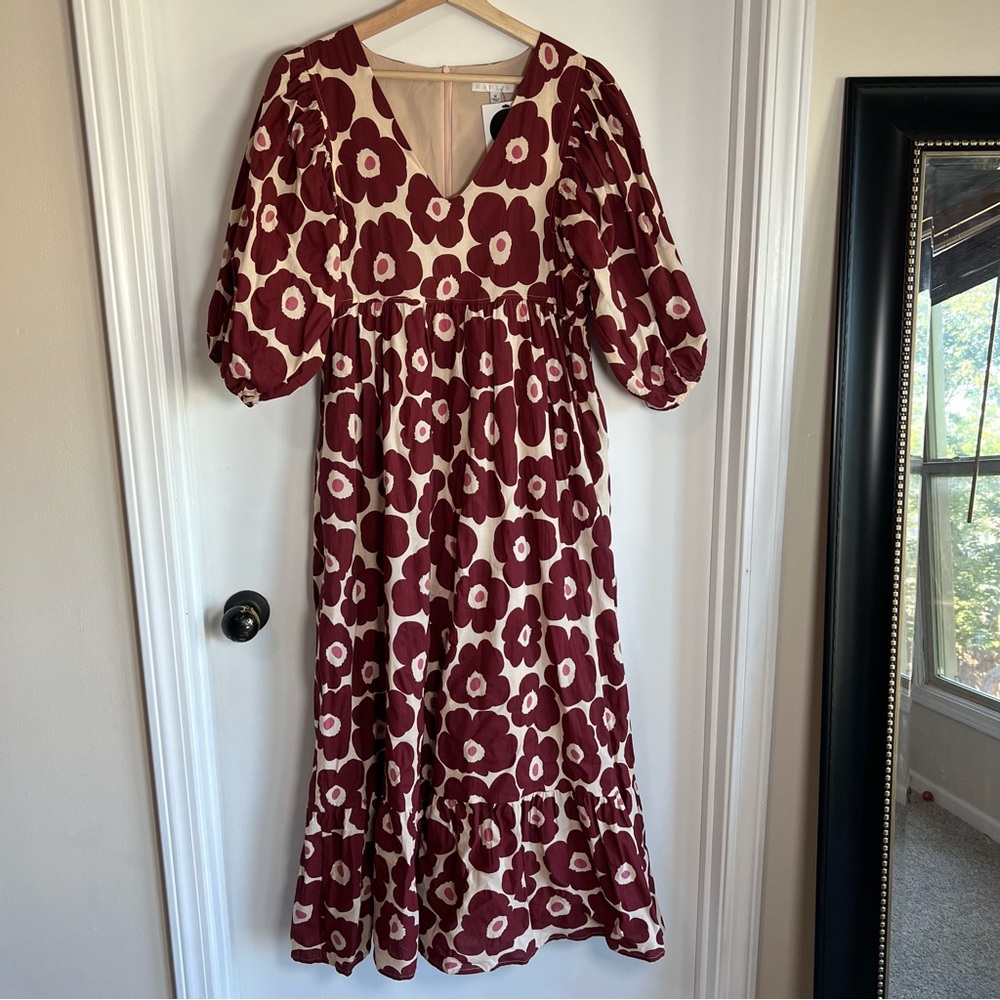 Karlie Red and Cream Floral Maxi Dress - Picture 2 of 12